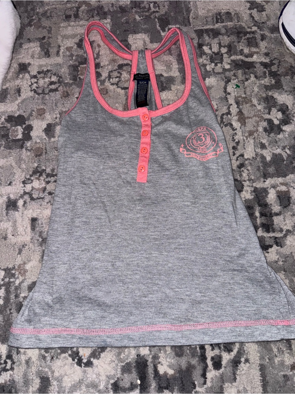 U.S. Polo Assn. Gray Tank Top with Pink Trim